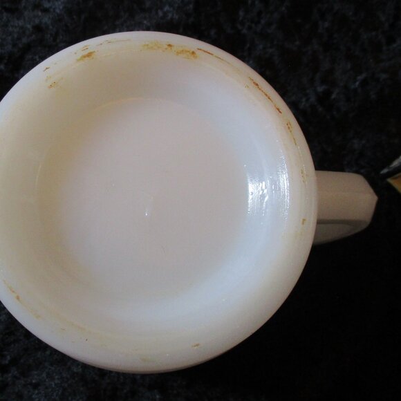 Vintage Heavy Milk Glass Coffee - Shaving Mug with Strong Set Shaving Brush - Picture 4 of 7